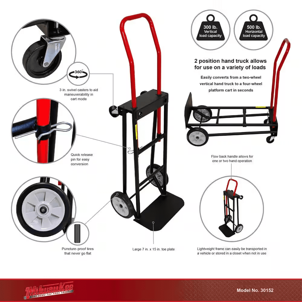300/500 Lb. Capacity Convertible Hand Truck - Image 2