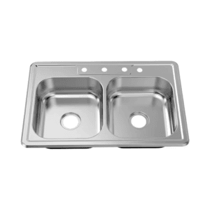 33 In. Drop-In 50/50 Double Bowl 22 Gauge Stainless Steel Kitchen Sink