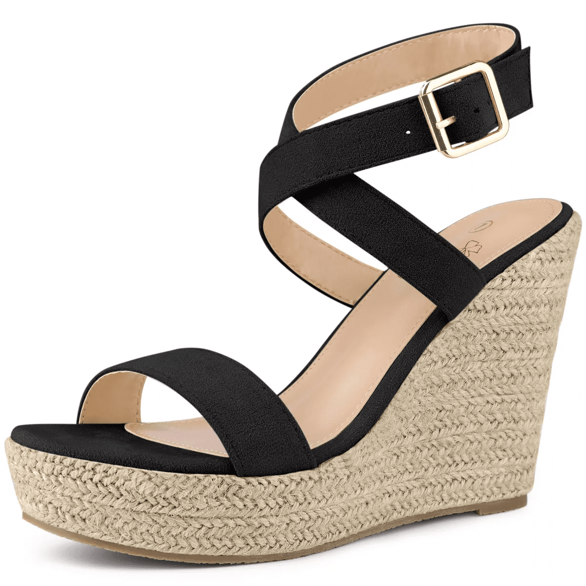 BLISSFUL STEP Women'S Slingback Crisscross High Espadrille Wedge Heel Sandals - Image 11