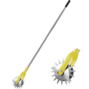 58.3 In. Yellow Manual Lawn Tool Wheel Rotary Edger, Grass Trimmer W/ 3-Sections Stainless Steel Handle and Cushion Grip