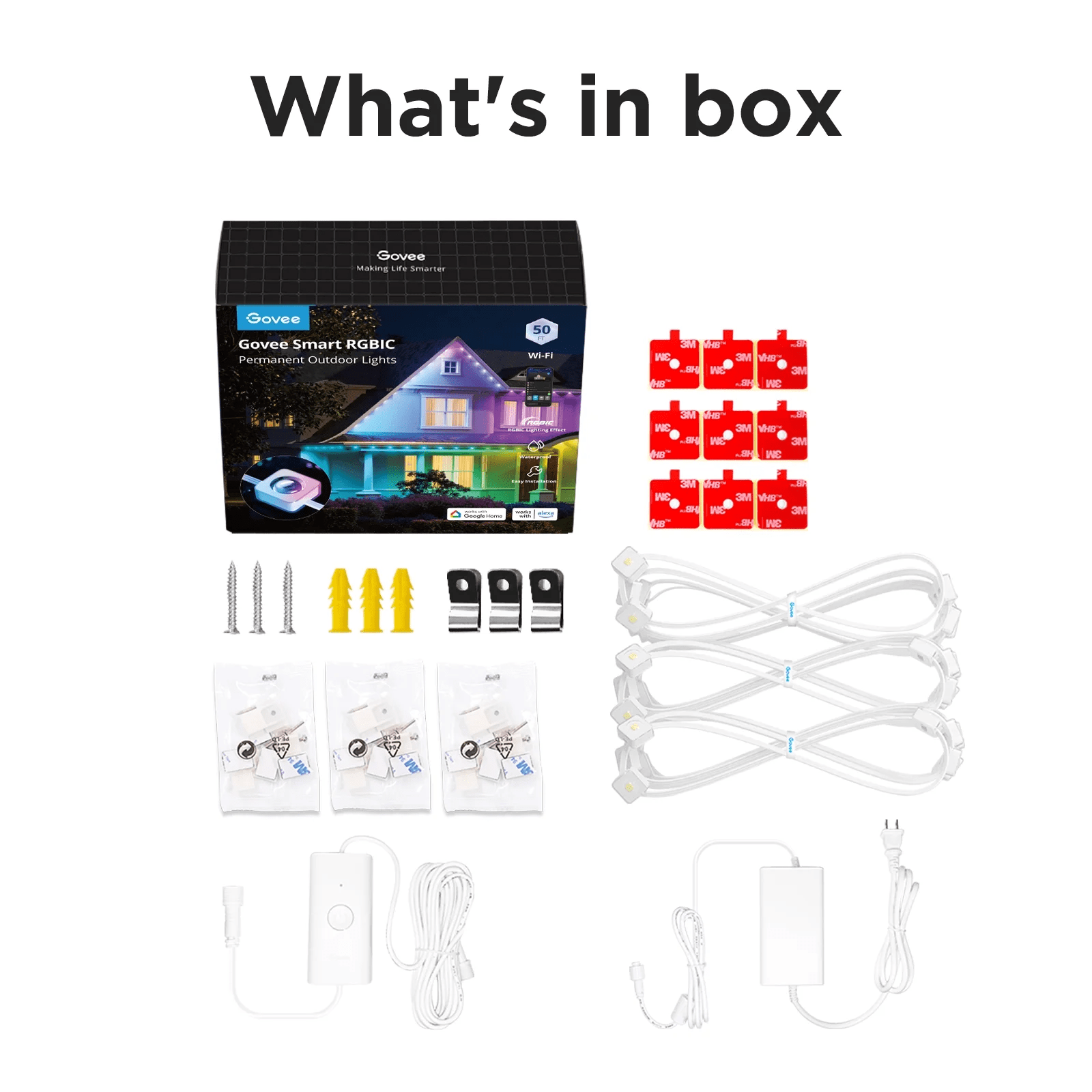 50Ft RGBIC Smart Black Permanent Outdoor LED Strip Lights with 36 Lights, Color-Changing, IP67 Waterproof, Wifi + Bluetooth, Patio, Garden Decor, Holiday Lighting - Image 3