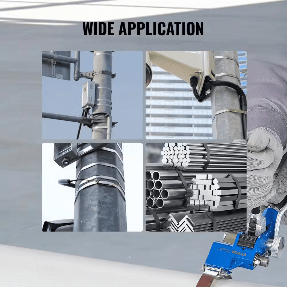 Banding Strapping Kit with Strapping Tensioner Tool, 100 Ft. Steel Strapping Belt, 100 Metal Seals for Packing - Image 7