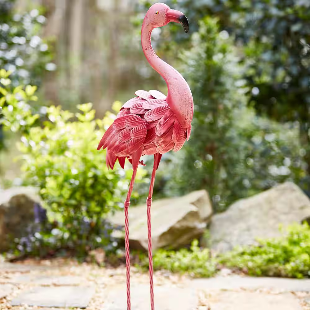 35 In. H Flamingo Metal Lawn Decor in Pink - Image 8