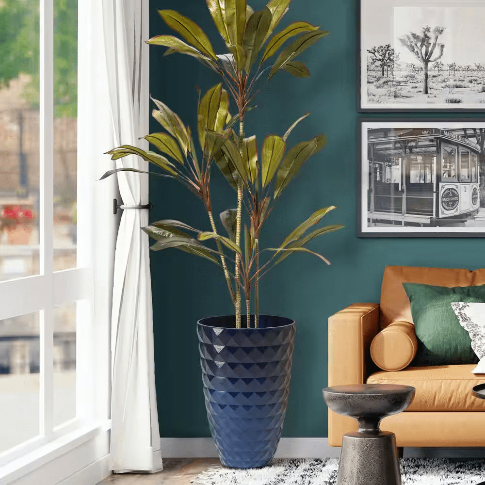 19.75 In. H Oversized Eco-Friendly PE Cobalt Blue Faux Ceramic Textured Tall Pot Planter (2-Pack) - Image 6