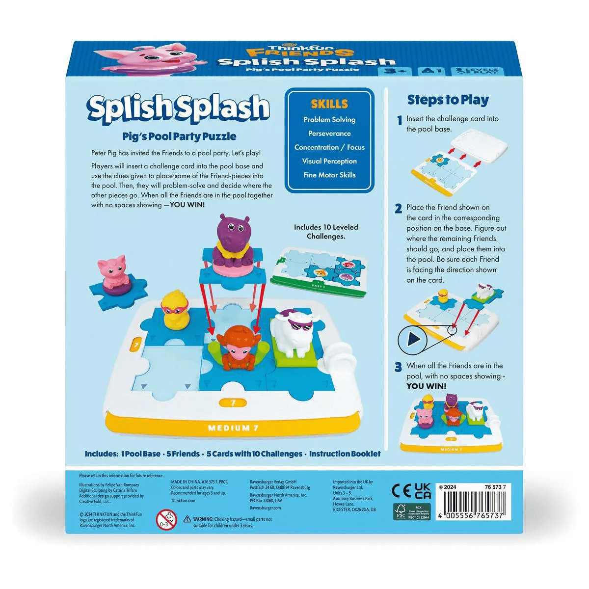 Thinkfun Friends - Splishsplash Pig'S Pool Party Puzzle Game: Creative Thinking, Problem Solving, Solo Board Game - Image 4