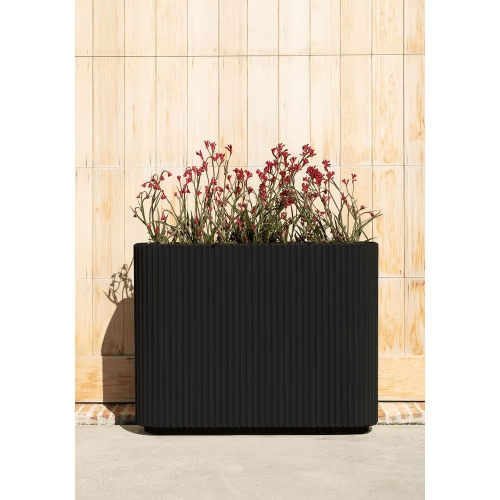 Demi Span Extra Large Black Plastic-Stone Rectangular Planter with Drainage Holes (10.25 In. L X 36 In. W X 28.25 In. H) - Image 2
