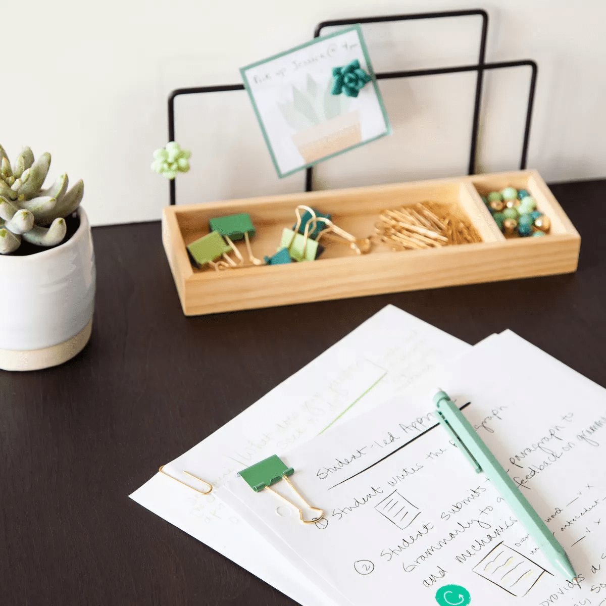 U Brands 65Ct Office Accessories Kit with Sticky Notepad Succulents - Image 8
