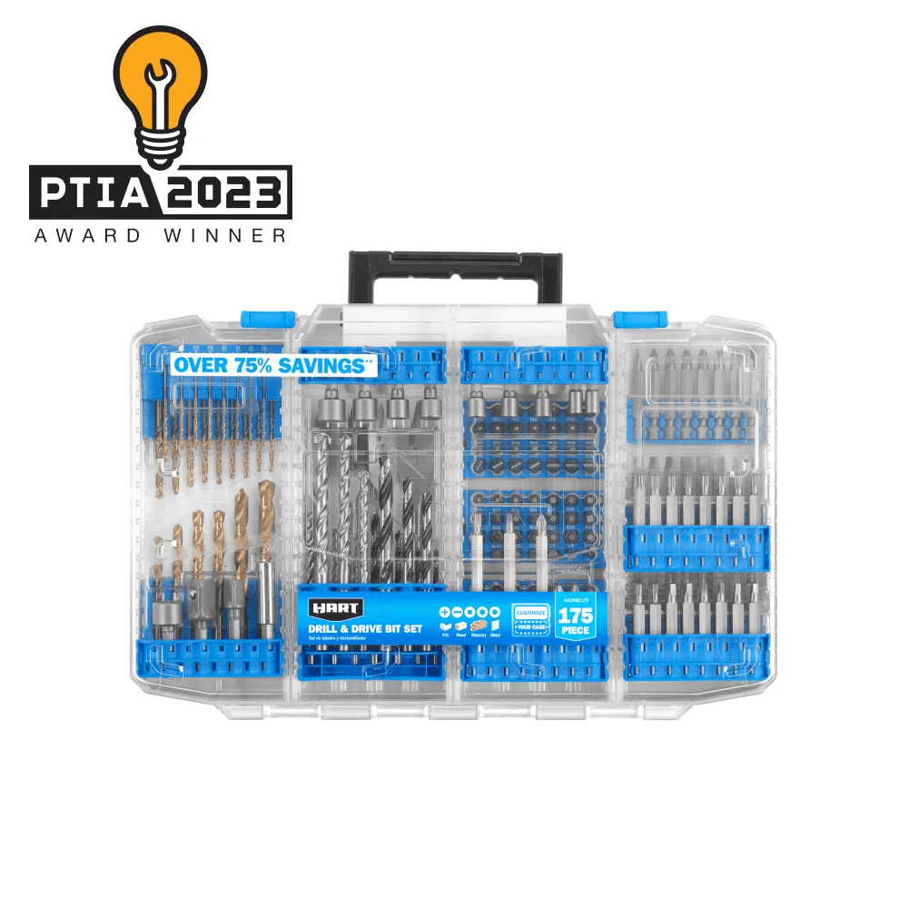175-Piece Assorted Drill and Drill Bit Set Wood/Metal/Pvc, Customizable Modular Storage Case