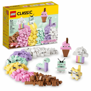 Classic Creative Pastel Fun Bricks Box 11028, Building Toys for Kids, Girls, Boys Ages 5 plus with Models; Ice Cream, Dinosaur, Cat & More, Creative Learning Gift