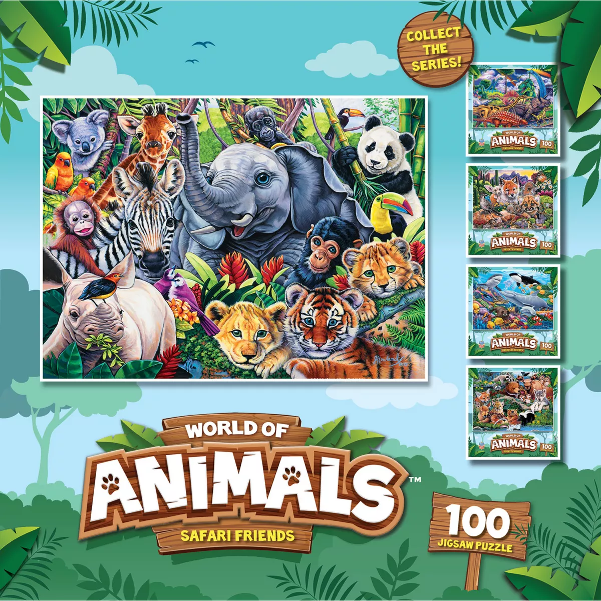 Masterpieces 100 Piece Jigsaw Puzzle for Kids - Safari Friends - 11.5"X15" - Image 4