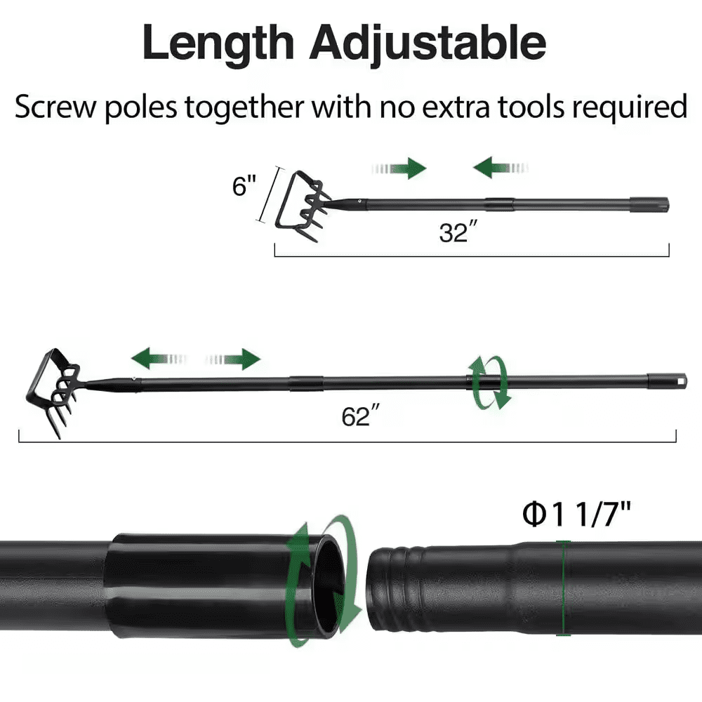 62 In. Stirrup Hoe and Cultivator Garden Tool Heavy Duty Scuffle Loop Hula Action Hoe Weeding Hand Tools - Image 5