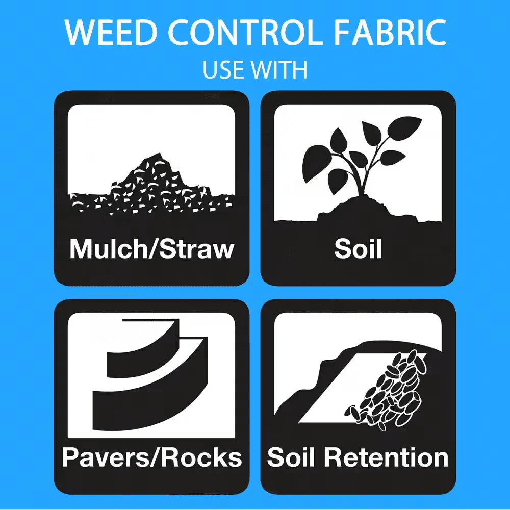 6 Ft. X 300 Ft. Weed Barrier Landscape Fabric with U-Shaped Securing Pegs, Heavy-Duty Block Gardening Mat Weed Control - Image 5