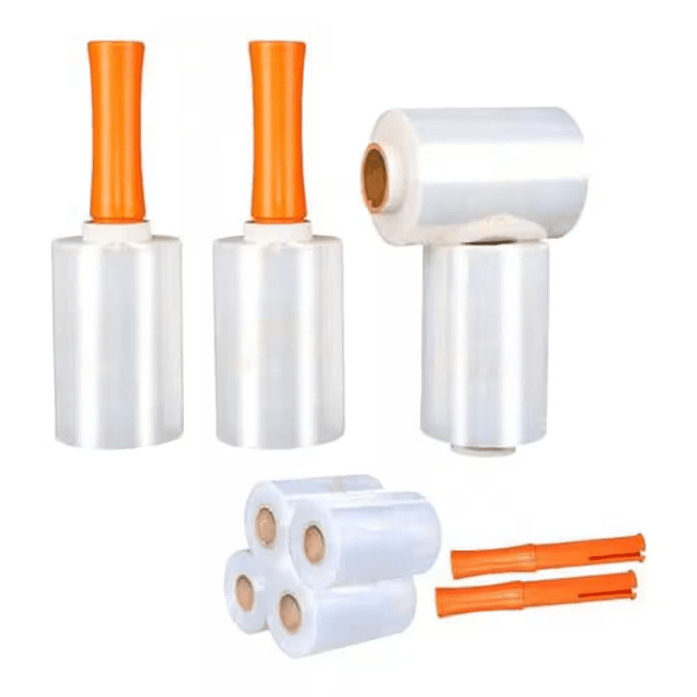4-Pack Stretch Wrap with Handles 5 X 1000 Ft. 60-Gauge Heavy Duty Thick Plastic Wrap Roll for Moving Packing Wrapping
