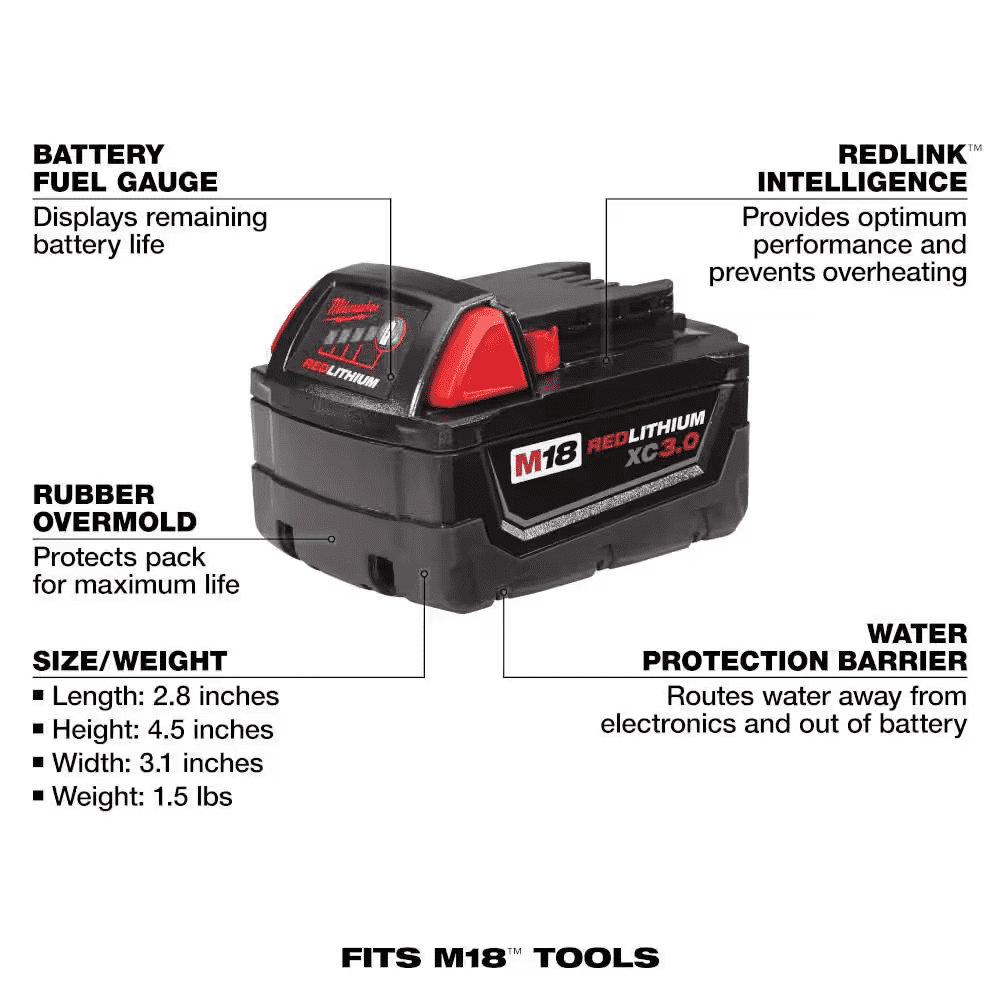M18 18-Volt Lithium-Ion Cordless Combo Kit 7-Tool with 2-Batteries, Charger and Tool Bag - Image 10