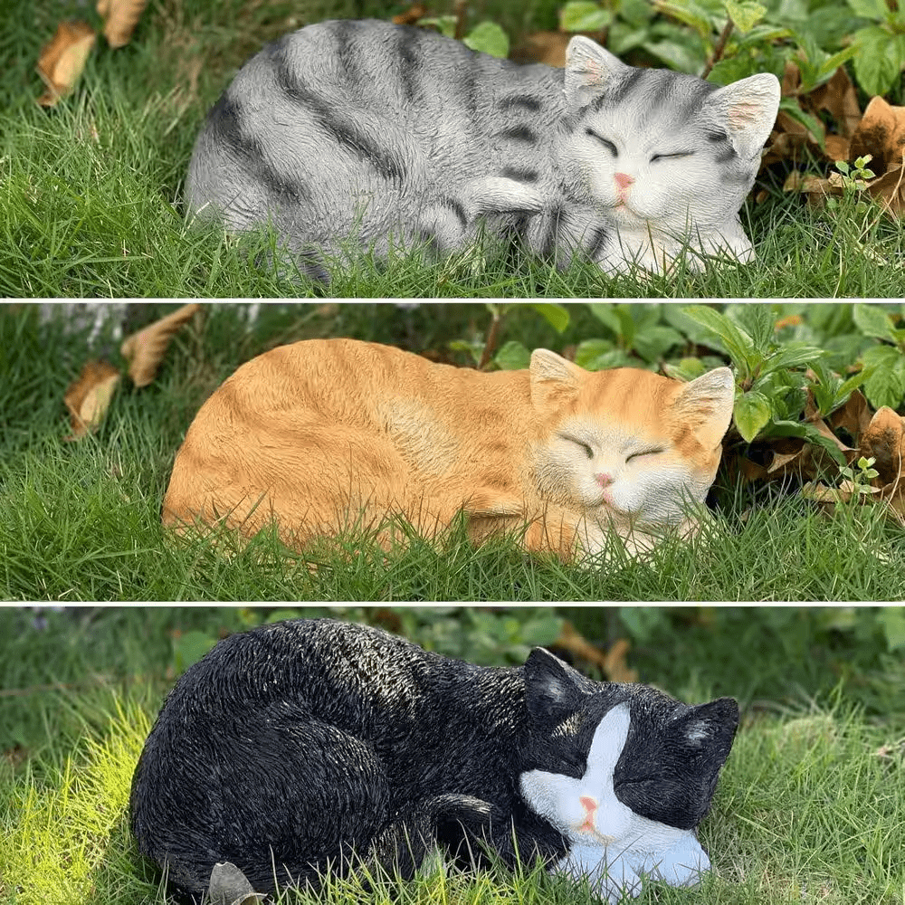 Garden Decor Cat Statue Outdoor Statue, Sleeping Cat Statue Decor for Patio - Image 4