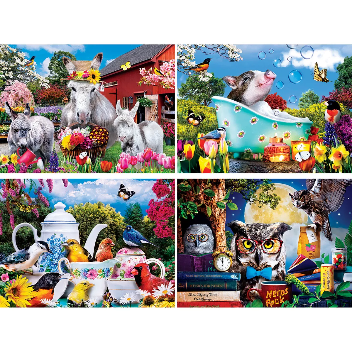 Masterpieces Wild & Whimsical 4 Pack Jigsaw Puzzles - 500 Piece Animal Puzzle Set - Image 3