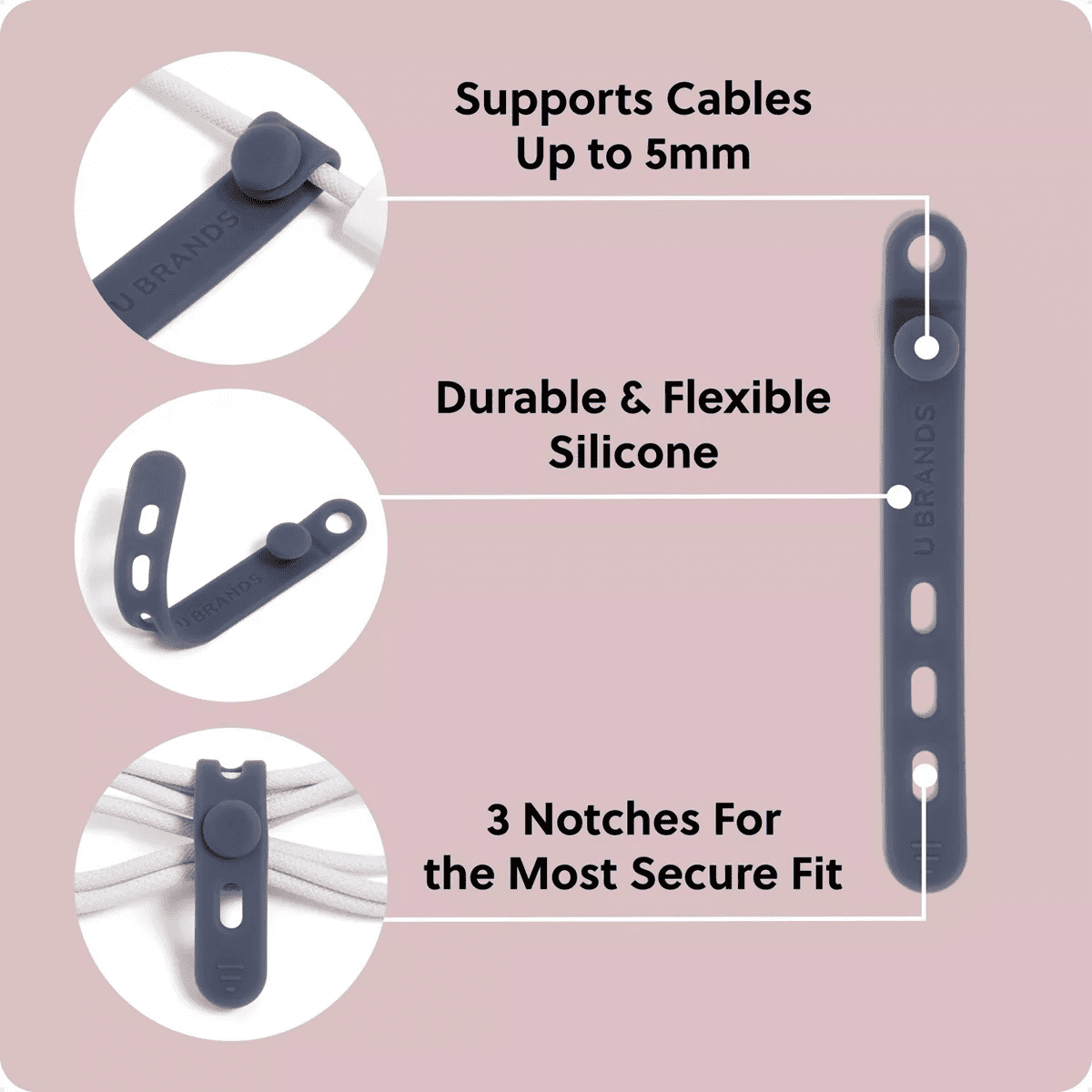 U Brands 6Ct Silicone Cord Bands - Image 6