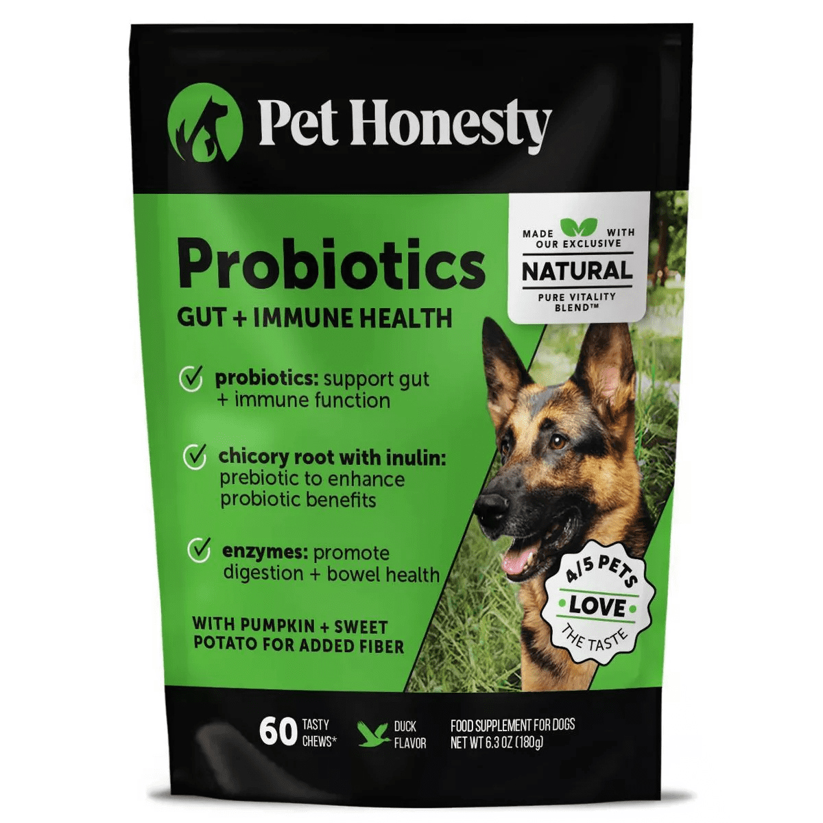 Pet Honesty Probiotics Gut & Health Duck Flavor Supplement for Dog - 60Ct