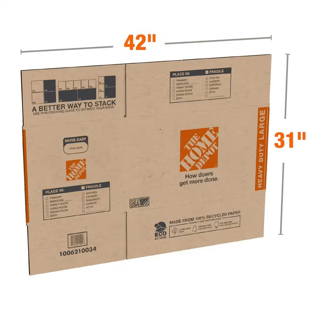26 In. L X 16 In. W X 15 In. D Heavy-Duty Large Moving Shipping and Packing Box with Handles - Image 3