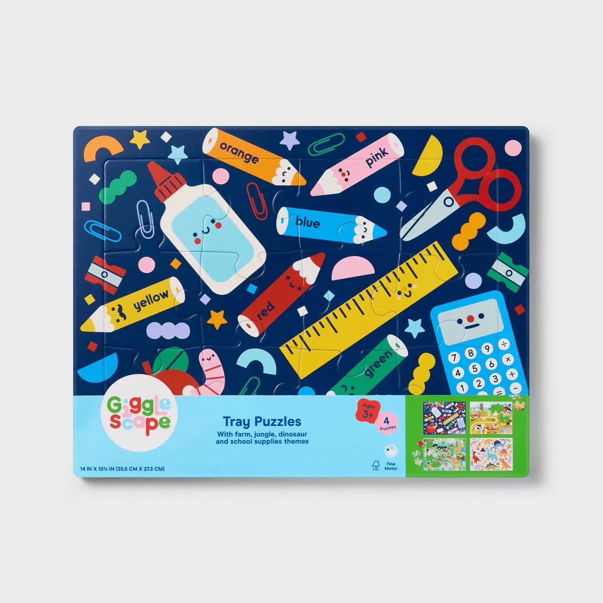 4Pk Tray Puzzles - Gigglescape™: Kids Animal Puzzle Sets, Ages 3+, 12 & 24 Pieces - Image 4