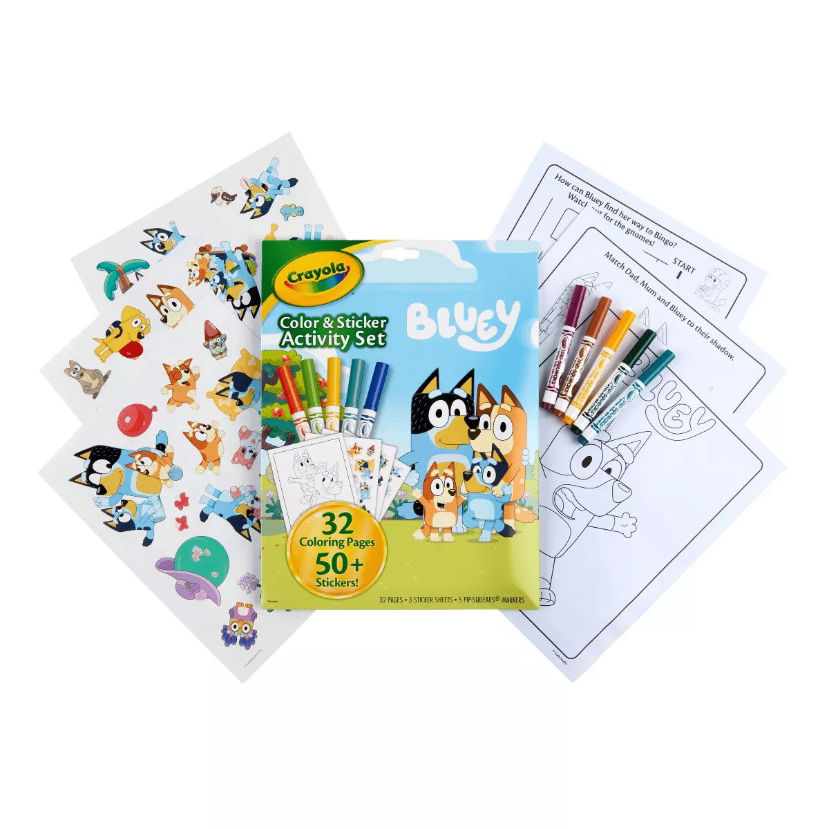 Crayola Bluey Color & Sticker Activity Set: Creative Coloring Book for Kids with Markers & Stickers, 32 Pages - Image 2