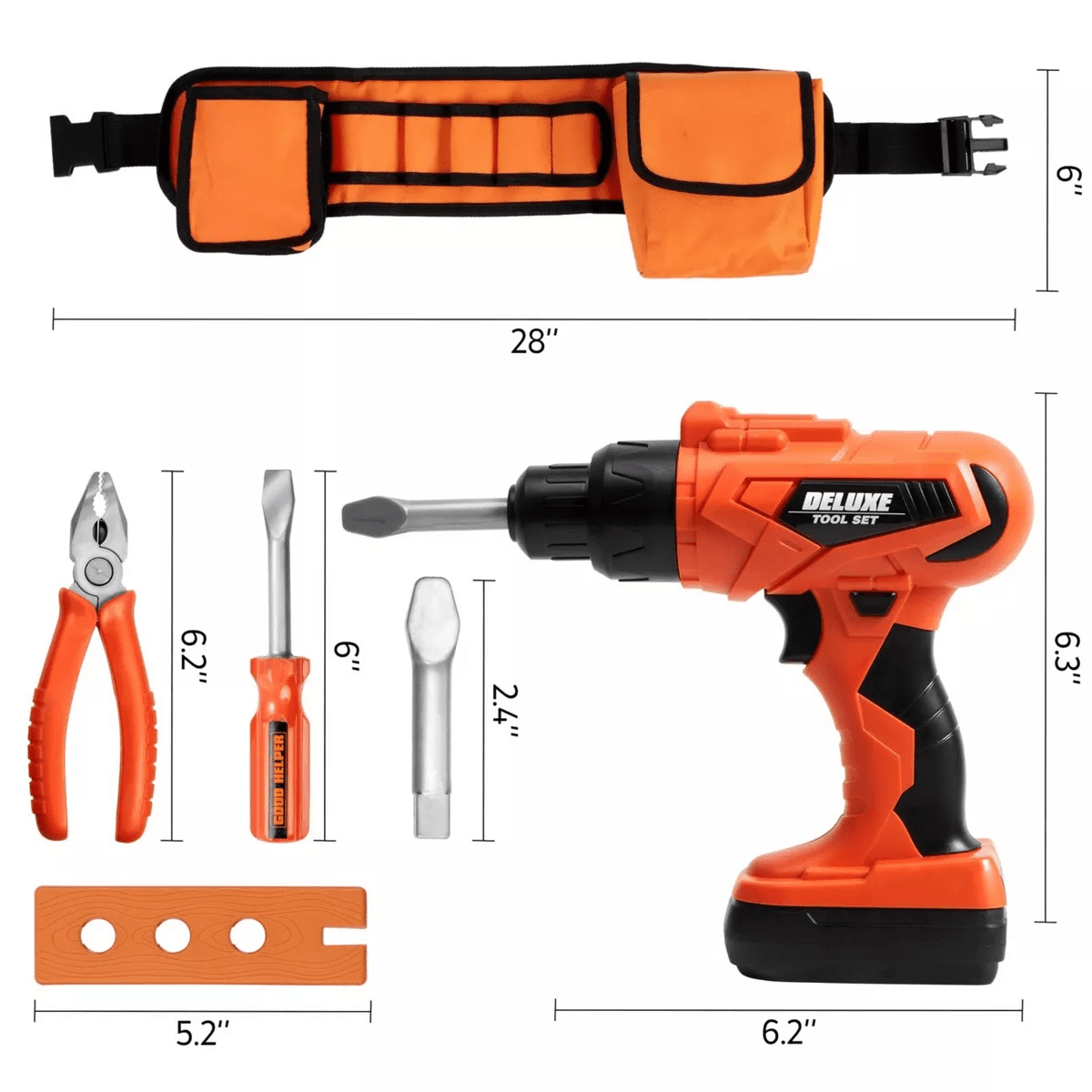 Joyfy 19Pcs Kids Tool Set, Pretend Play Toddler Power Toy Tool with Construction Tool Belt for Boy Girl, Birthday Gift Ages 2 3 4 5 6 7 Years Old - Image 4