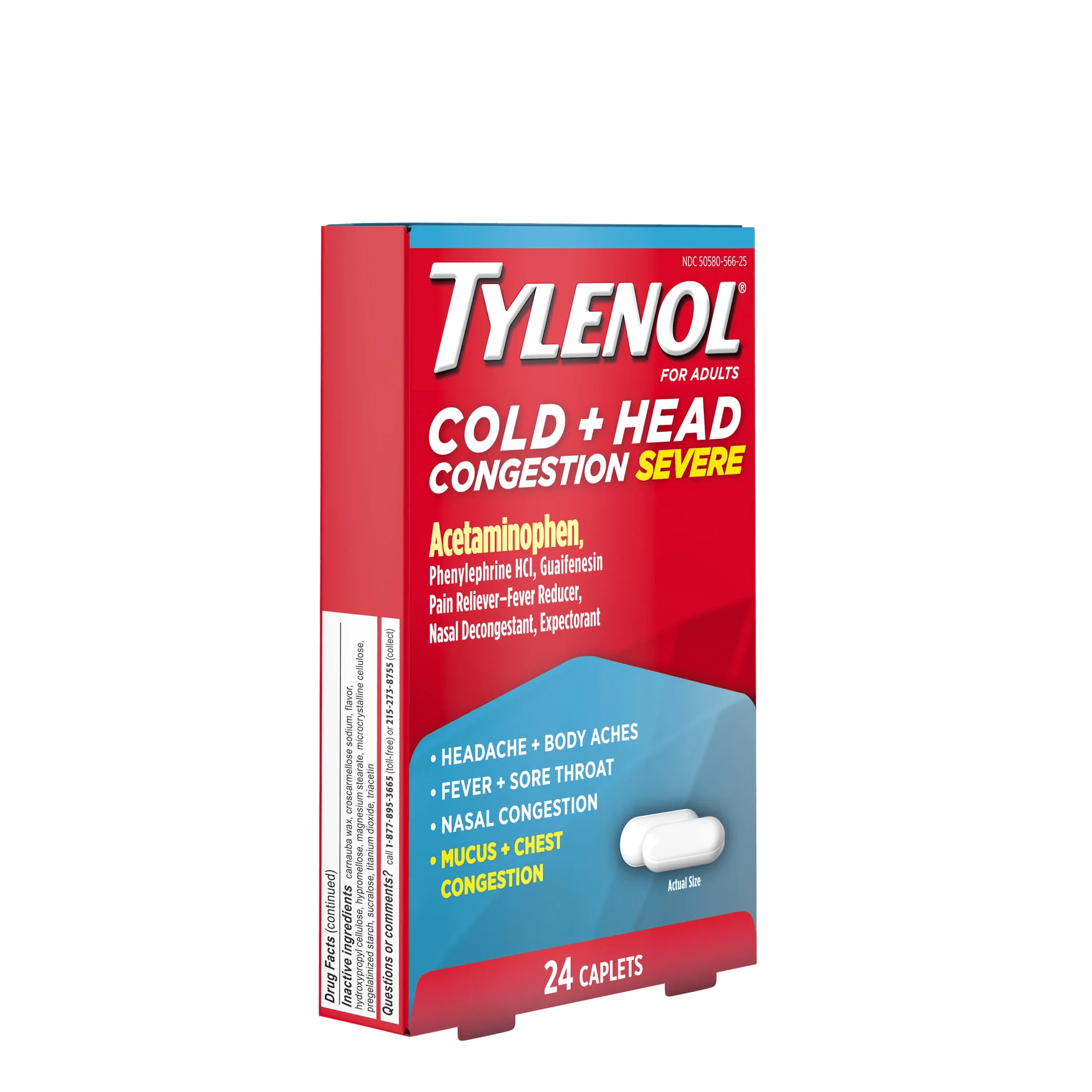 Cold + Head Congestion Severe Medicine Caplets, 24 Count. - Image 6