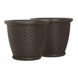 Sonora 18 In. round Java Blow Molded Plastic Planter (2-Pack)