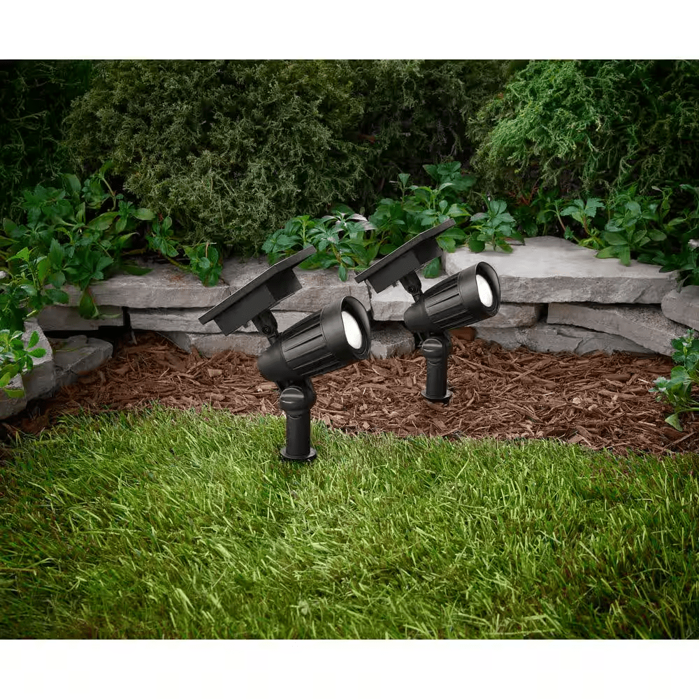 Solar 50 Lumens Black Outdoor Integrated LED Adjustable Beam Spotlight (2-Pack); Weather/Water/Rust Resistant - Image 3