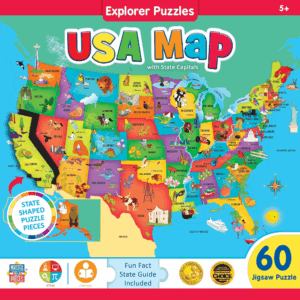 60 Piece Jigsaw Puzzle for Kids - USA Map - 16.5"X12.75"