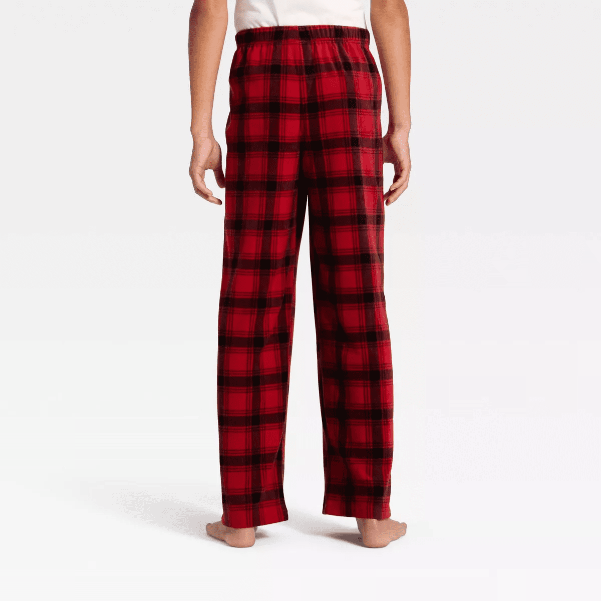 Kids' Plaid Microfleece Holiday Matching Family Pajama Pants - Wondershop Red/Black - Image 3