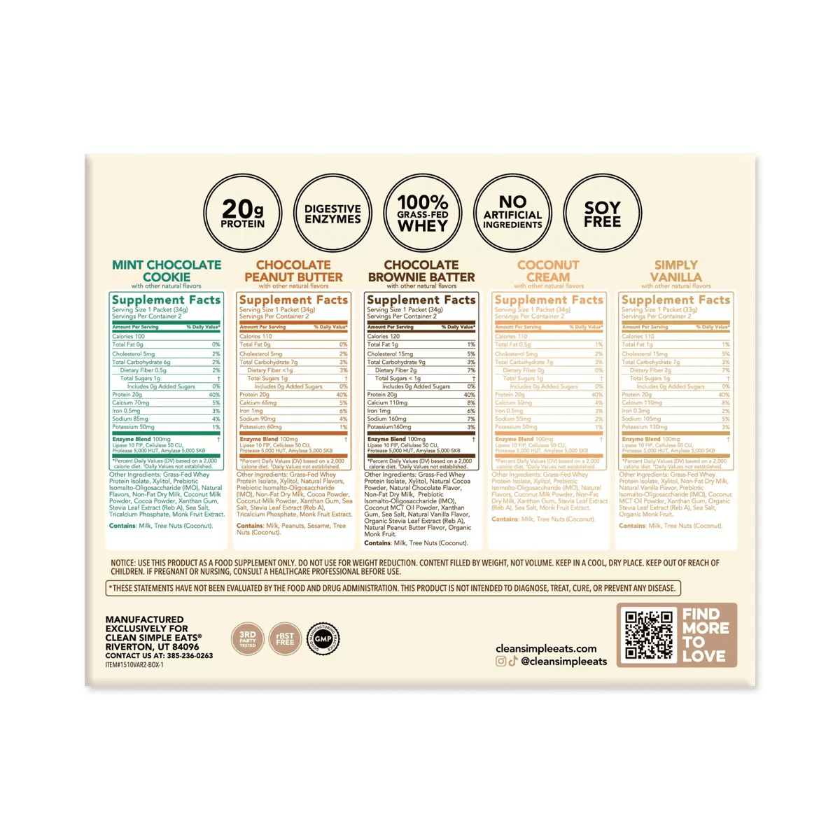 Clean Simple Eats Protein Powder Sticks - Variety Pack - 11.9Oz/10Ct - Image 8