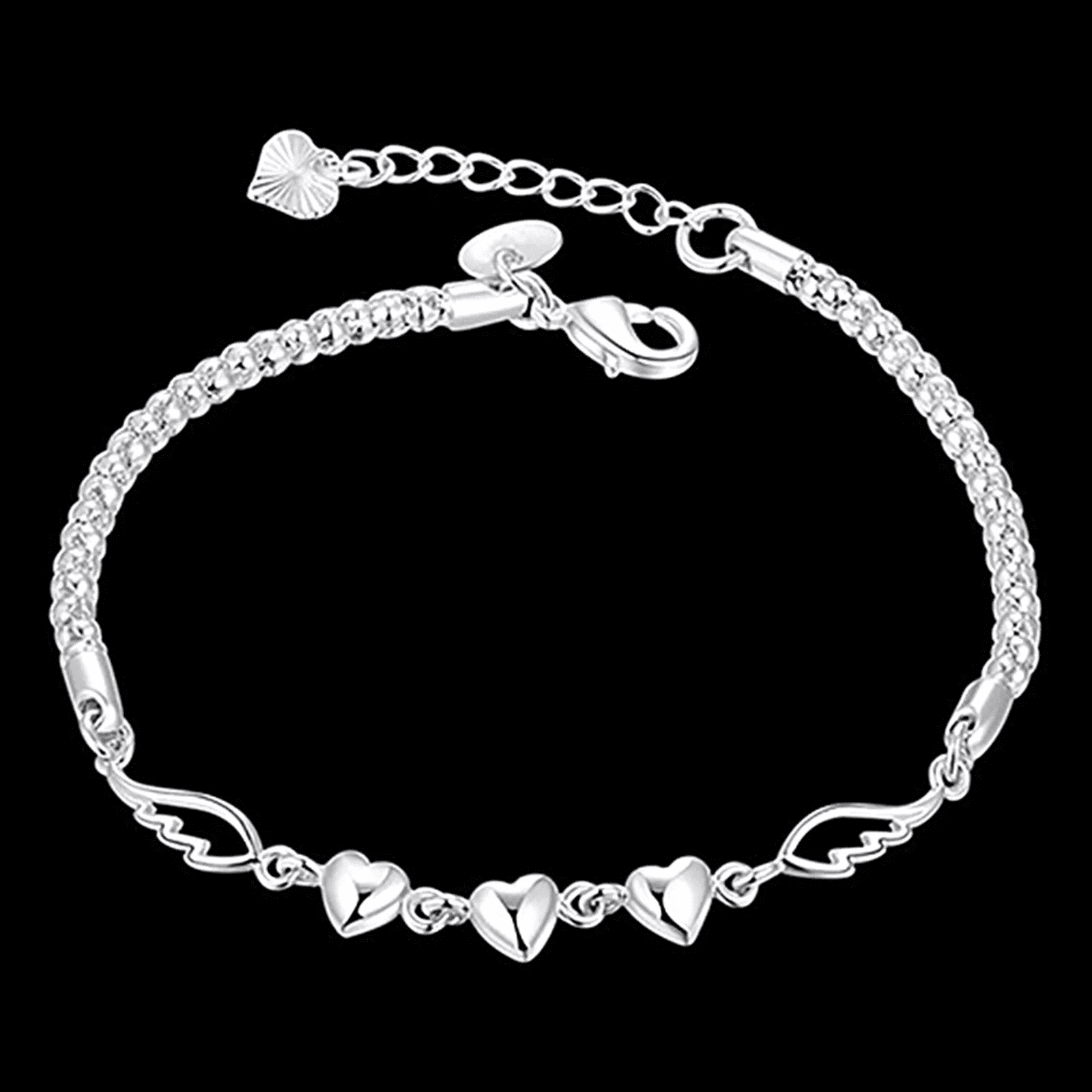 50% off Clearance Women'S 925 Sterling Silver Charm Love Heart Wings Bracelet Bangle Jewelry,1Pc - Image 4