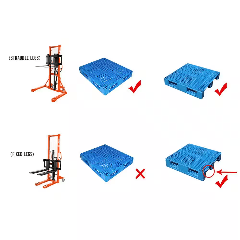 2200 Lbs. Fixed Legs Manual Pallet Stacker 63 In. Max Lifting Hand Pallet Stacker with Adjustable Forks Orange - Image 2