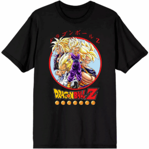 Dragon Ball Z Anime Characters Group Shot Mens Black Graphic Tee Shirt