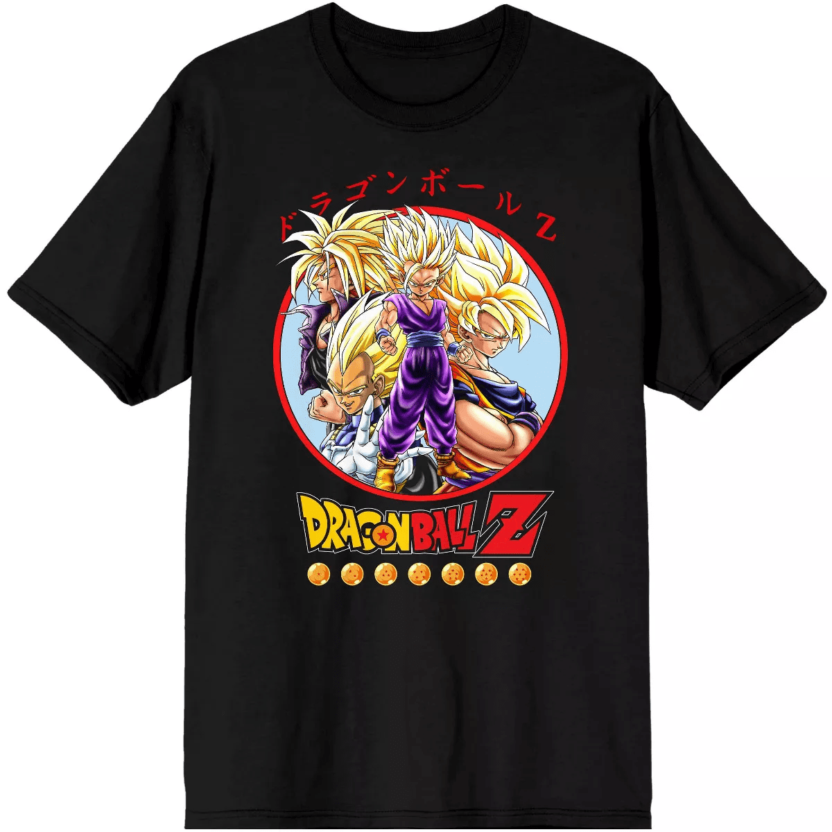 Dragon Ball Z Anime Characters Group Shot Mens Black Graphic Tee Shirt