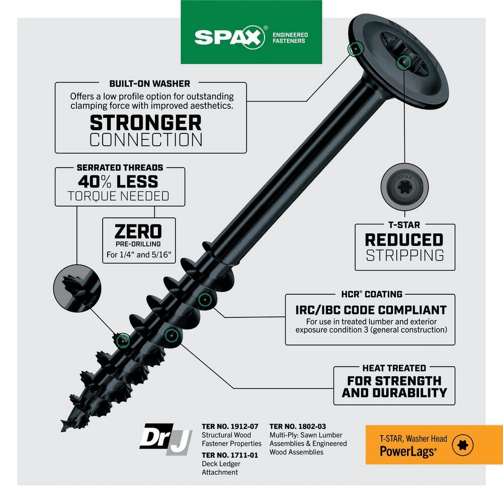5/16 In. X 5 In. Exterior Powerlag Washer Head Torx T-Star Structural Wood Lag Screws (150-Piece) Bulk Mini Bit Included - Image 5