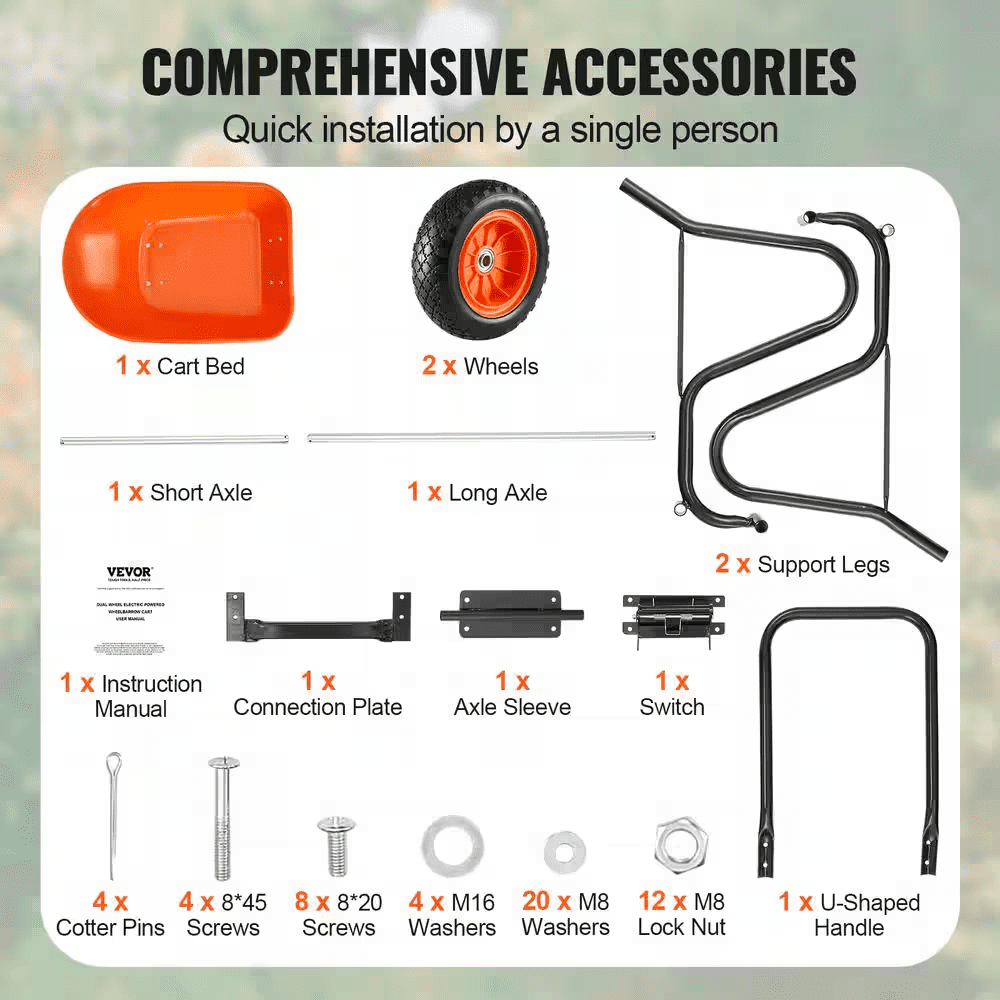 Wheelbarrow Cart, 5 Cu. Ft. Load and 397 Lbs. Capacity, 2-Wheels Garden Dump Garden Wagon with Handle 10 In. Plastic - Image 5
