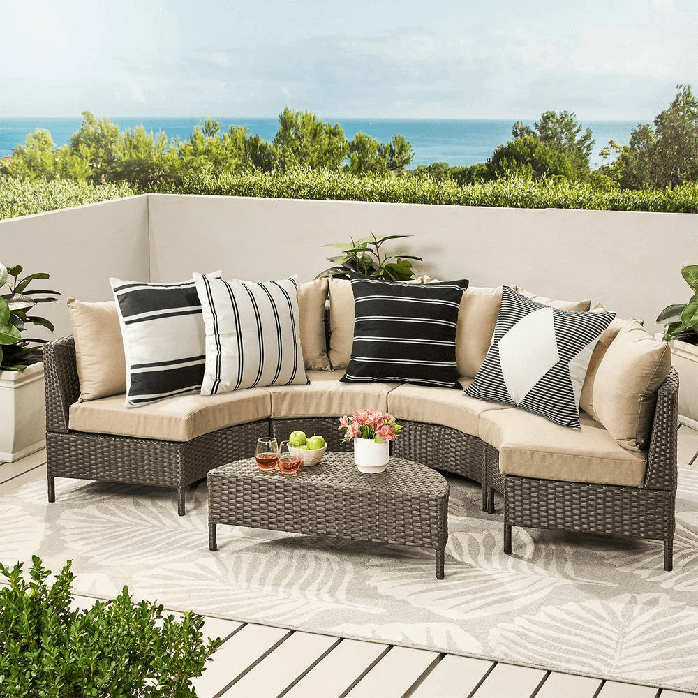 18 In. X 18 In. Waterproof Modern Geometry Outdoor Black Throw Pillow Covers with Hidden Zipper (4-Pack) - Image 8