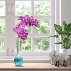 36 In. Purple Indoor Artificial Orchid Flower, 4 Pieces