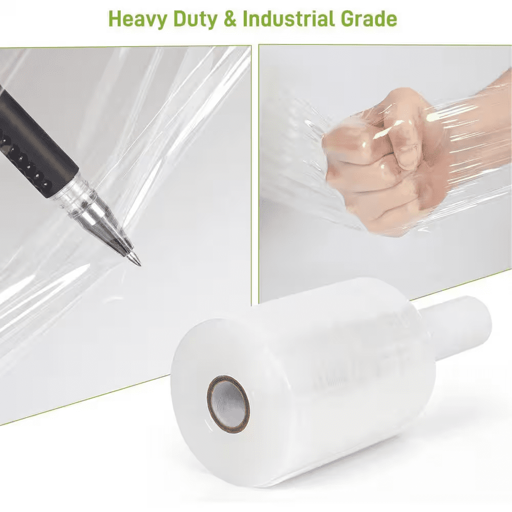Stretch Wrap 5 X 1000 Ft. Roll with Handle 80 Gauge Extra Thick Durable Self-Adhering Plastic Wrap Clear 2-Pack - Image 4