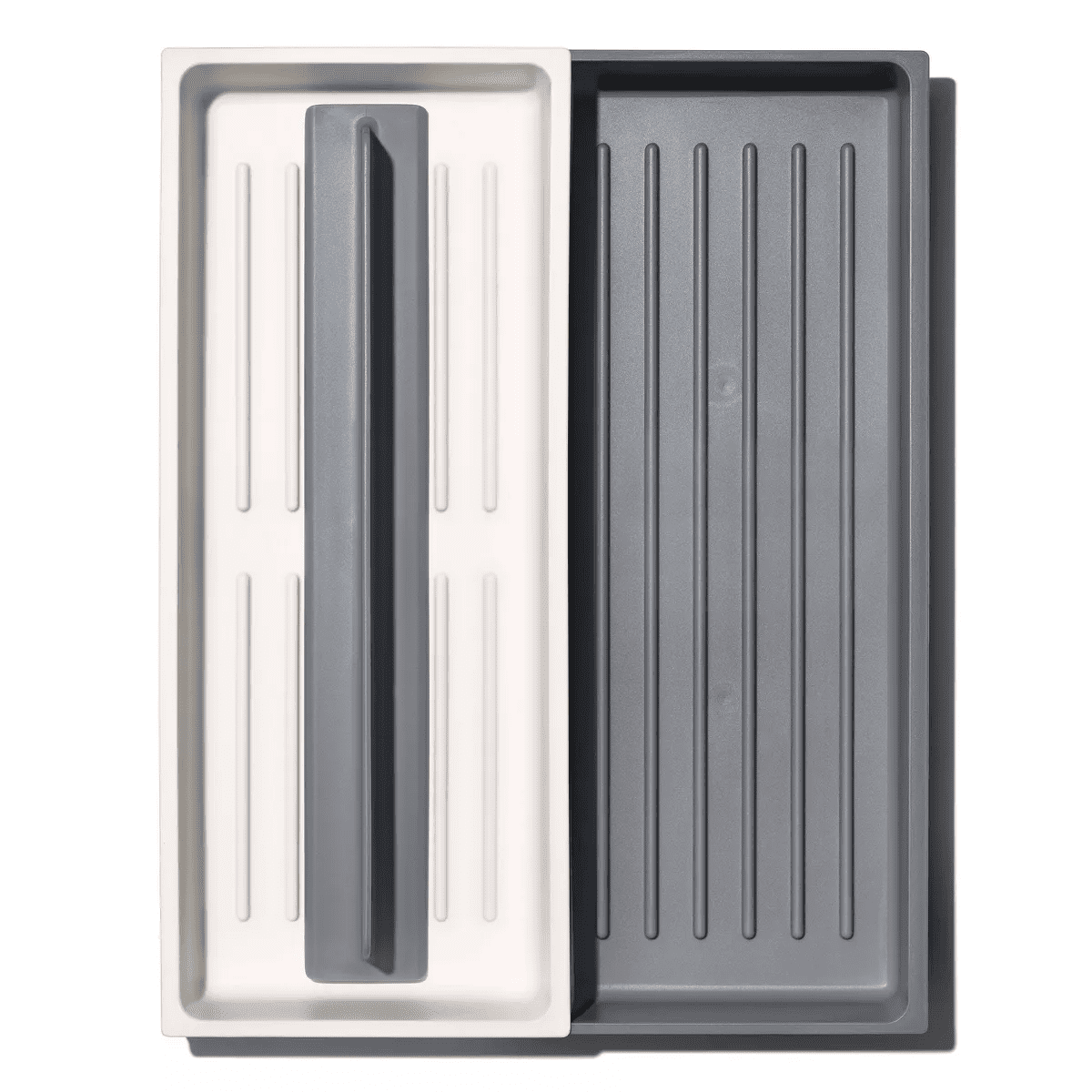 OXO Long Handled Tool Organizer: Utensil & Kitchen Drawer Storage, White/Gray, Hand Wash, TPE & Polypropylene Material