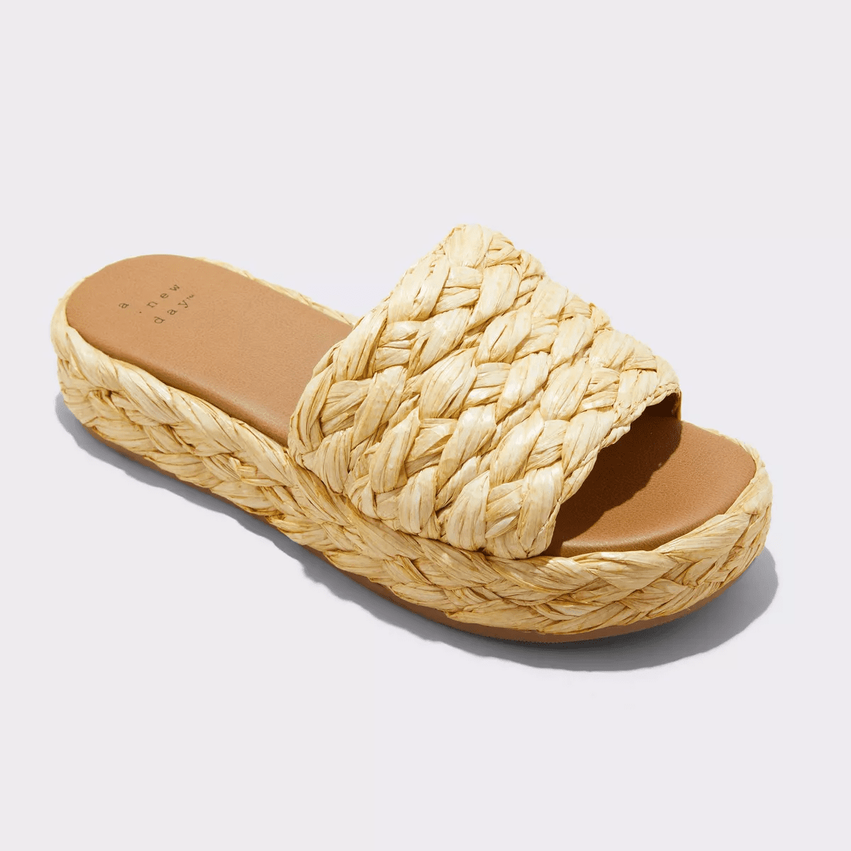Women'S Casey Braided Raffia Platform Slide Sandals - a New Day™ Beige