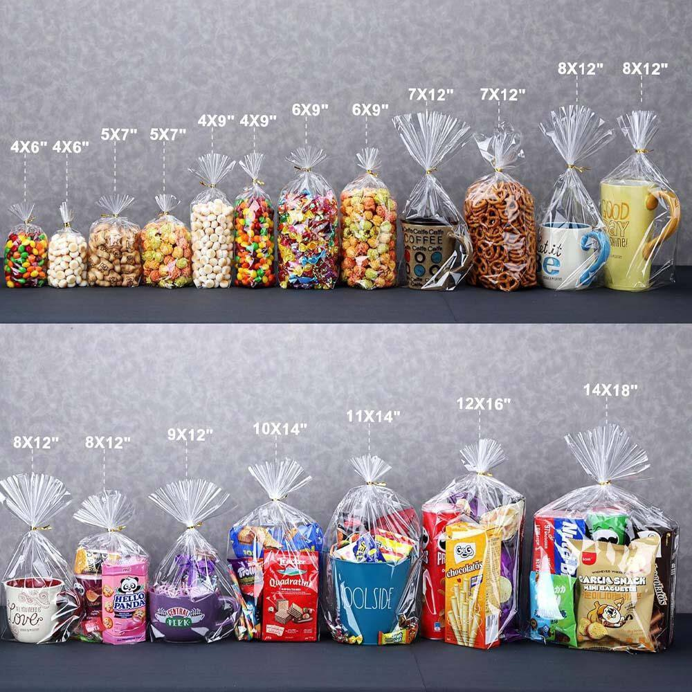 12 X 16 In. Clear Cellophane Gift Wrap Bags with Flat Bottom and Twist Ties for Party Favors and Treats 50-Pack - Image 6