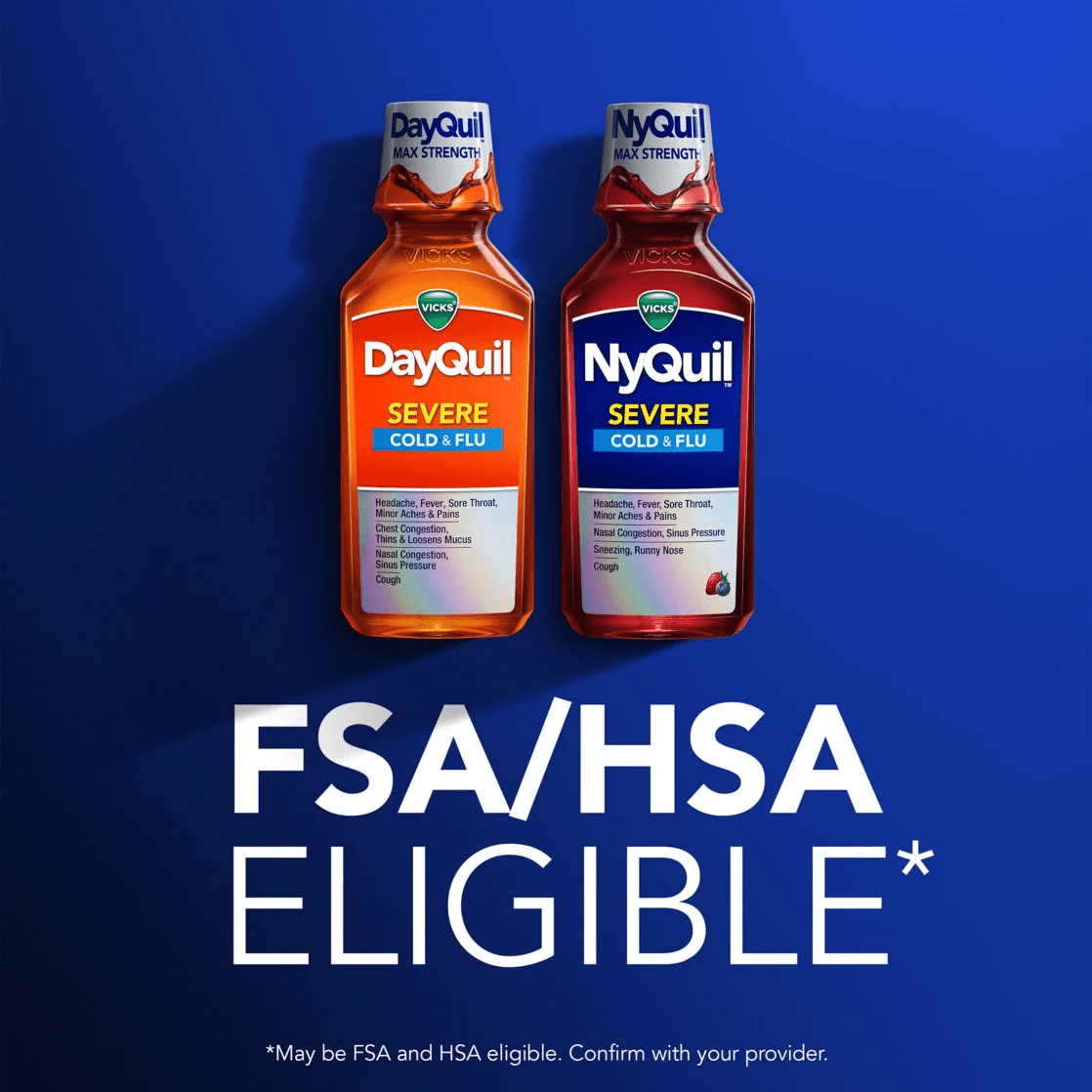 Dayquil and Nyquil Severe Cold and Flu Liquid, Cold and Flu Medicine for Adults, 2X12 Fl Oz - Image 8