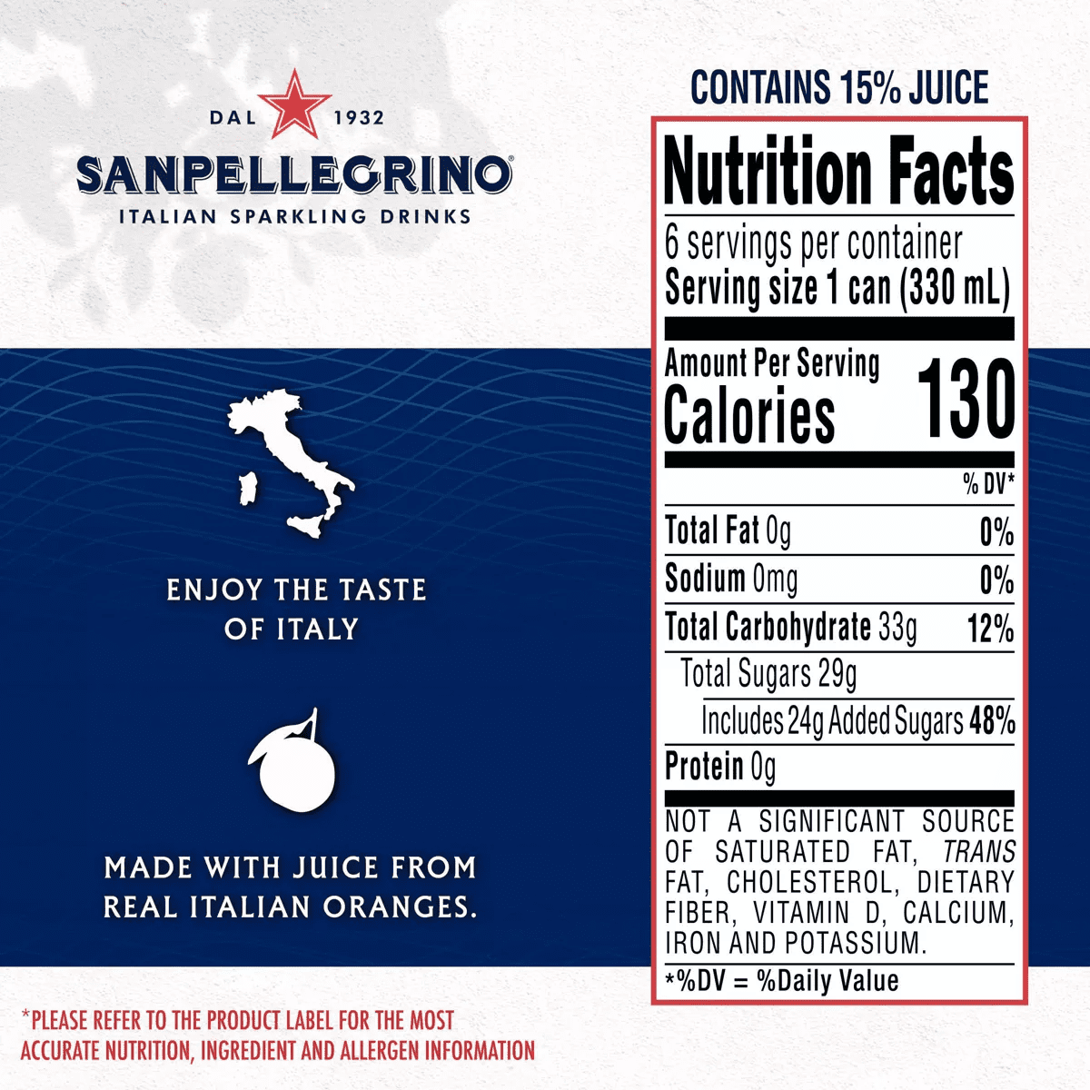 Sanpellegrino Blood Orange Italian Sparkling Beverage - 6Pk/11.15 Fl Oz Cans - Image 7