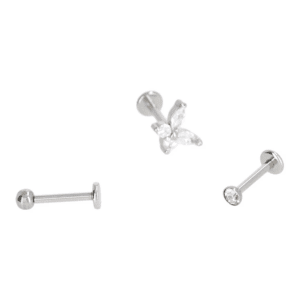 Women'S 18G Stainless Steel Piercing Element Cartilage Pack, 3-Pieces