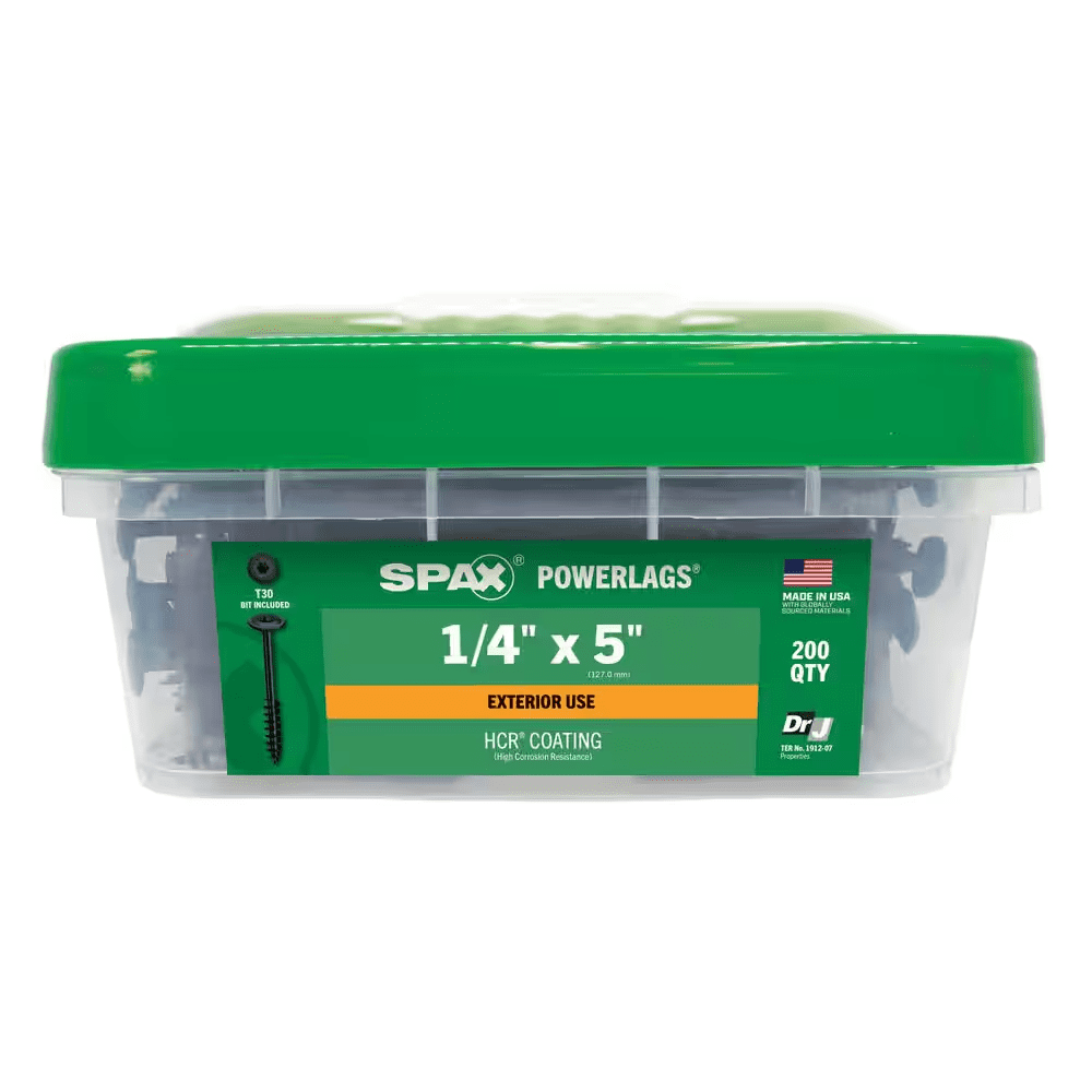1/4 In. X 5 In. Exterior Powerlags Washer Head Torx T-Star Structural Wood Lag Screws (200-Piece) Bulk Mini Bit Included - Image 8