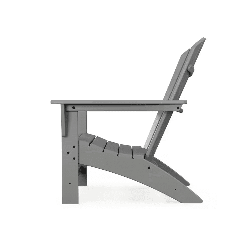 Grant Park Traditional Curveback Slate Grey Plastic Patio Adirondack Chair Outdoor (Set of 1) - Image 4