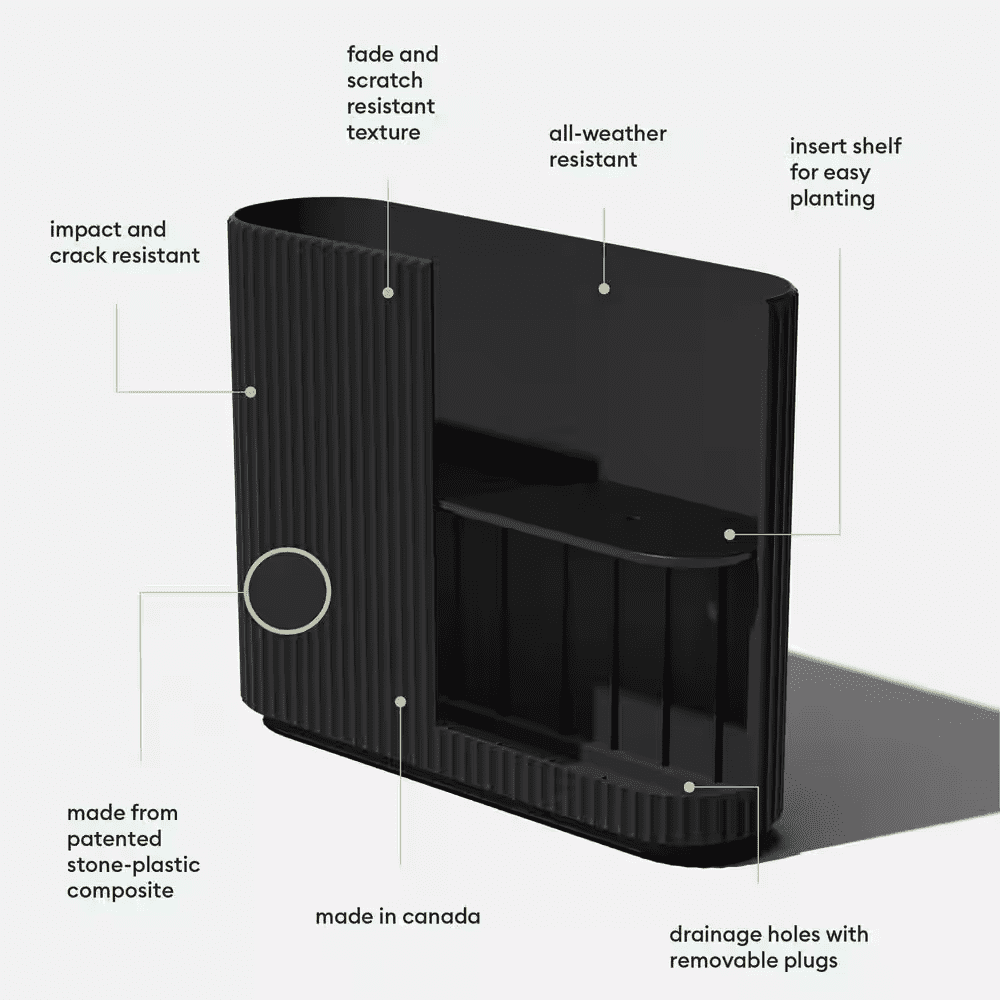 Demi Span Extra Large Black Plastic-Stone Rectangular Planter with Drainage Holes (10.25 In. L X 36 In. W X 28.25 In. H) - Image 3